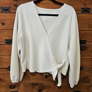 Madewell Texture & Thread Cream Knotted Blouse